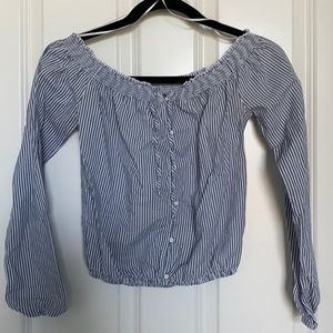 Aeropostale off the shoulder pin striped crop